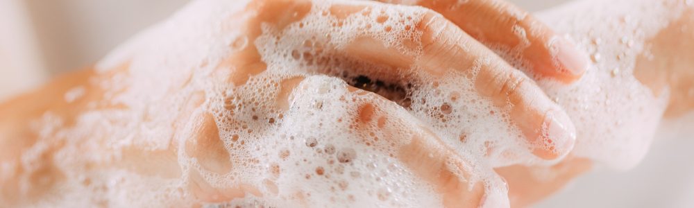 Obsessive compulsive disorder concept. Woman Obsessively Washing her Hands.