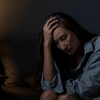 Woman suffering from depression and insomnia